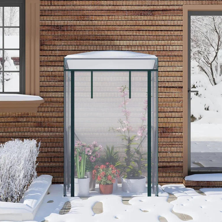 WOLTU Foliengewächshaus Tomatengewächshaus, PE-reissfeste, wasserdichte Plane mit Rolltor, für Garten, Terrasse, Hinterhof, 100x50x150/136cm, transparent – Bild 7