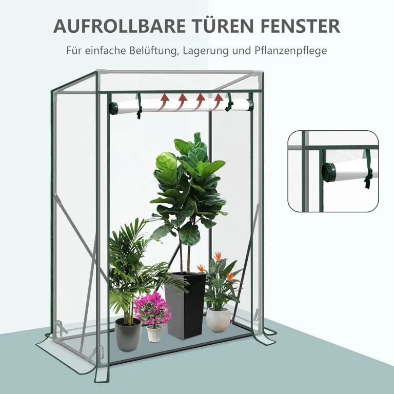 WOLTU Foliengewächshaus Tomatengewächshaus, PE-reissfeste, wasserdichte Plane mit Rolltor, für Garten, Terrasse, Hinterhof, 100x50x150/136cm, transparent – Bild 4