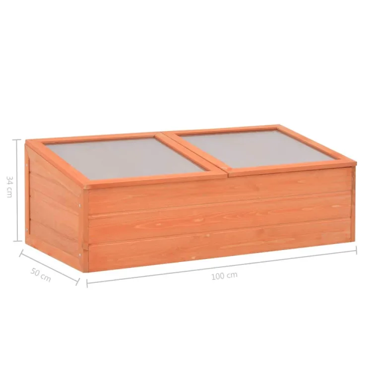 Tidyard Gewächshaus Holz Frühbeetkasten mit Klappdeckel Pflanzen Gemüse Aufzucht Holz und PC-Platten Unterseite Offen Wasserfest 100 x 50 x 34 cm – Bild 4