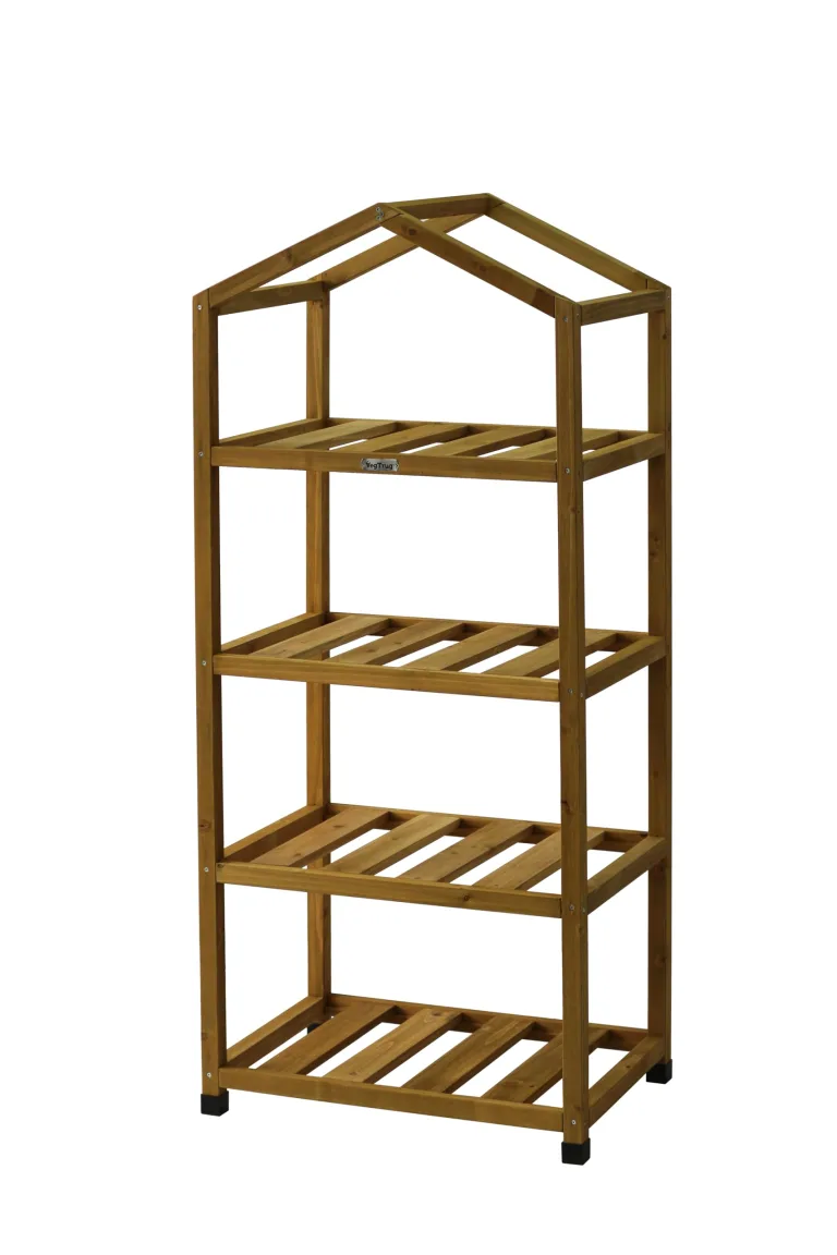 VegTrug® Gewächshaus - Foliengewächshaus mit 4 Ebenen & FSC-Holzrahmen - Anzuchthaus für Garten, Balkon & Terrasse - Pflanzregal mit PE-Abdeckung & Reißverschluss - Natural 71x49x158 cm – Bild 3
