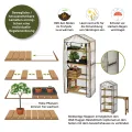 VegTrug® Gewächshaus - Foliengewächshaus mit 4 Ebenen & FSC-Holzrahmen - Anzuchthaus für Garten, Balkon & Terrasse - Pflanzregal mit PE-Abdeckung & Reißverschluss - Natural 71x49x158 cm - Thumbnail 5