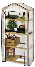 VegTrug® Gewächshaus - Foliengewächshaus mit 4 Ebenen & FSC-Holzrahmen - Anzuchthaus für Garten, Balkon & Terrasse - Pflanzregal mit PE-Abdeckung & Reißverschluss - Natural 71x49x158 cm - Thumbnail 7