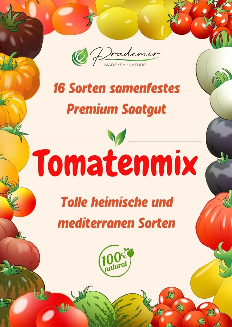 Prademir – Tomatensamen Set aus 16 seltenen & alten Sorten – Tomaten Anzuchtset mit 100% Natursamen handverlesen aus Portugal – Tomatensaat mit hoher Keimrate für Garten, Balkon, Terrasse, Gewächshaus – Bild 3