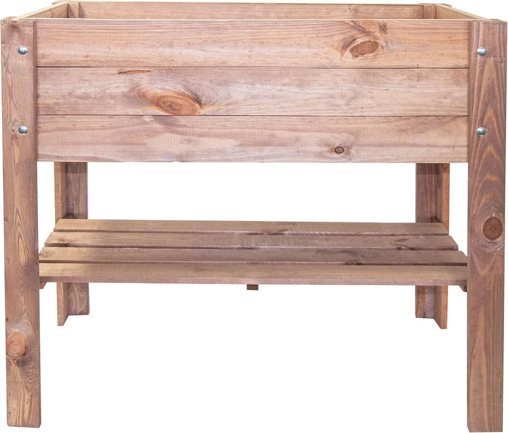 mgc24 Hochbeet - Kiefernholz Dunkelbraun rechteckig, stehender Pflanzkasten für Garten Terrasse Balkon - 80 x 37,6 x 78 cm mit Ablageboden