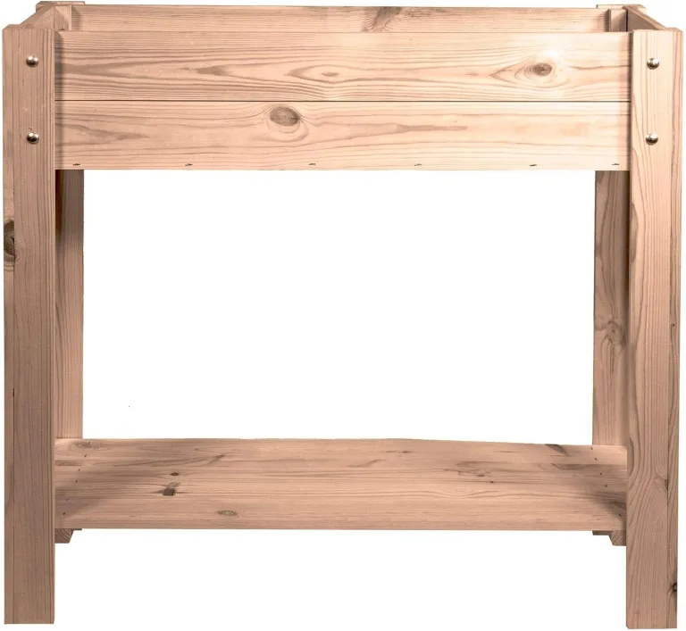 mgc24 Hochbeet - Kiefernholz Dunkelbraun rechteckig, stehender Pflanzkasten für Garten Terrasse Balkon - 80 x 37,6 x 78 cm mit Ablageboden – Bild 8
