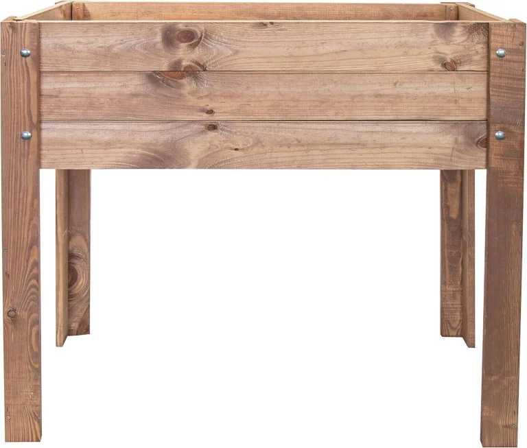 mgc24 Hochbeet - Kiefernholz Dunkelbraun rechteckig, stehender Pflanzkasten für Garten Terrasse Balkon - 80 x 37,6 x 78 cm mit Ablageboden – Bild 10