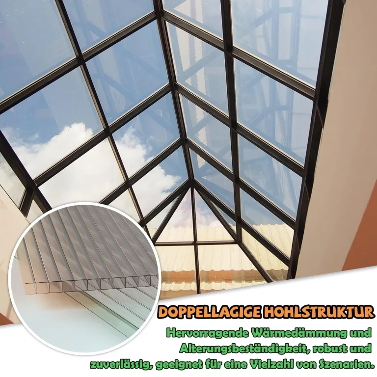 Froadp 14 Stück UV-beständigem Polycarbonat Hohlkammerstegplatten 700g/㎡ Doppelstegplatte Gewellte Gewächshausplatte für Garten Treibhaus(605x1210x4mm, Transparent) – Bild 6