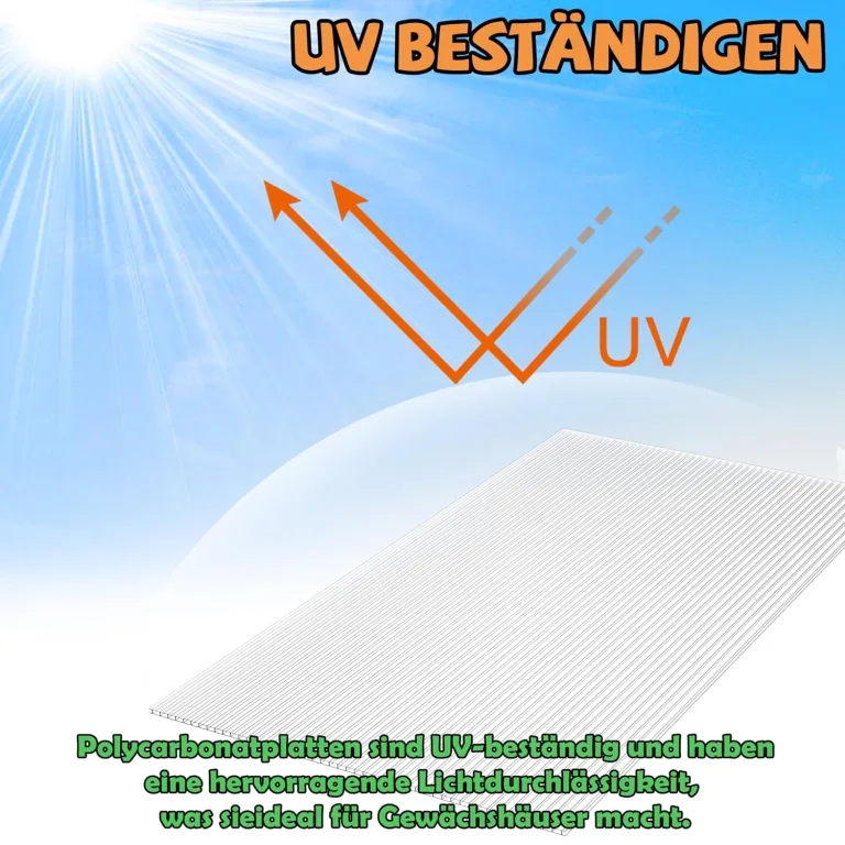Froadp 14 Stück UV-beständigem Polycarbonat Hohlkammerstegplatten 700g/㎡ Doppelstegplatte Gewellte Gewächshausplatte für Garten Treibhaus(605x1210x4mm, Transparent) – Bild 3