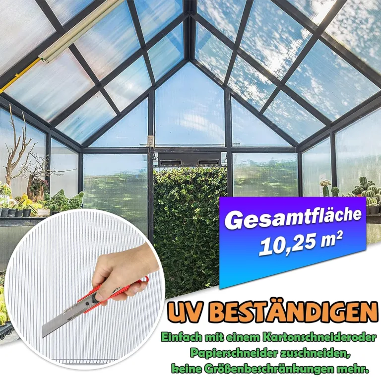 Froadp 14 Stück UV-beständigem Polycarbonat Hohlkammerstegplatten 700g/㎡ Doppelstegplatte Gewellte Gewächshausplatte für Garten Treibhaus(605x1210x4mm, Transparent) – Bild 4