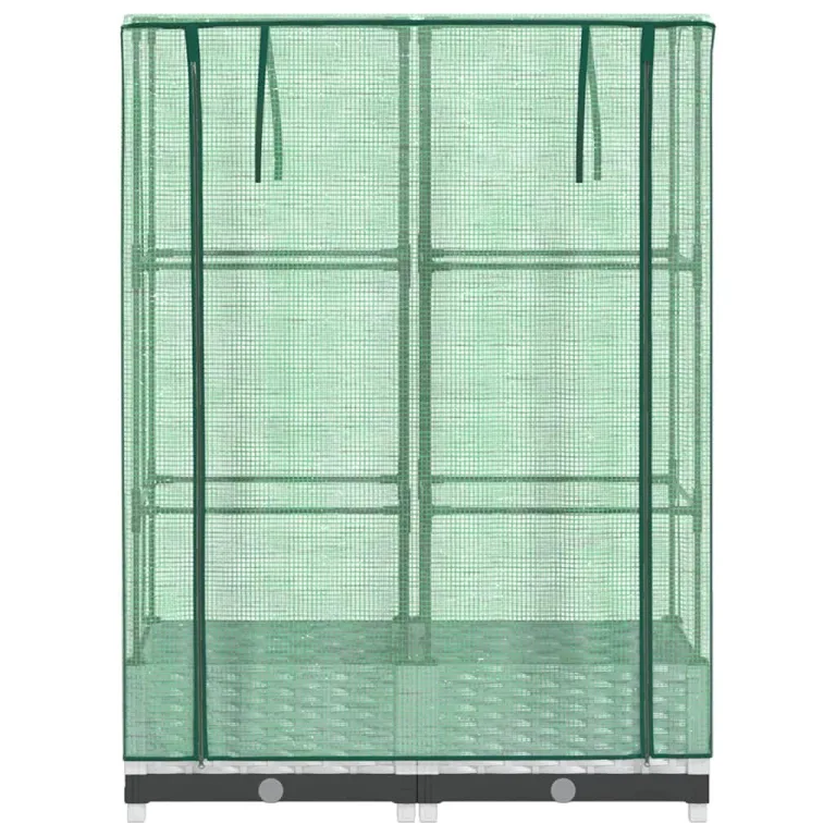 Hochbeet mit Gewächshaus Frühbeet 80x40x123 cm Rattan Optik für Garten Balkon, Stabiles PP Beet mit Eisenrahmen & Wasserdichter PE Abdeckung für Tomaten Gemüse Kräuter – Bild 4
