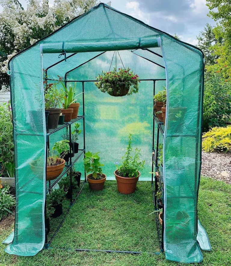 Ohuhu Gewächshaus Foliengewächshaus 3 Tiers 12 Regale | Winterfest & Stabil | Tomatengewächshaus für Pflanzen mit PE-Abdeckung | Tomatenhaus für Garten 145x145x195 cm Grün – Bild 9