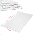 UISEBRT 14x Polycarbonat Hohlkammerstegplatten 4mm - 10,25 m² Doppelstegplatte 60,5 x 121 cm UV-beständigen für Gewächshaus Gartenbau Carports usw (Transparent) - Thumbnail 2