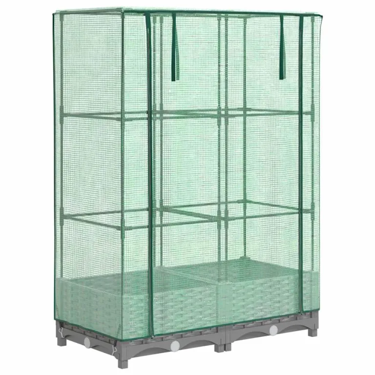 Hochbeet mit Gewächshaus Frühbeet Aufsatz Rattan Optik 80x40x123 cm, Tomatenhaus mit Stabilem Eisenrahmen, Wasserdicht für Garten Balkon Terrasse, Ideal für Gemüse Kräuter Blumen – Bild 3