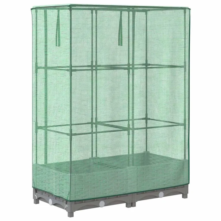 Hochbeet mit Gewächshaus Frühbeet Aufsatz Rattan Optik 80x40x123 cm, Tomatenhaus mit Stabilem Eisenrahmen, Wasserdicht für Garten Balkon Terrasse, Ideal für Gemüse Kräuter Blumen – Bild 6