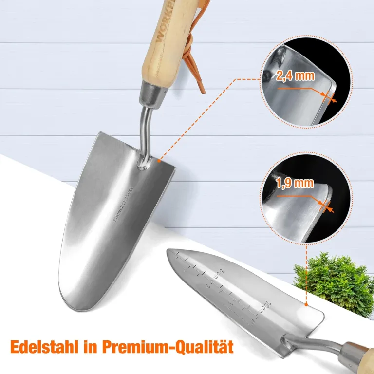 WORKPRO Gartenwerkzeug Set, 8 in 1 Gartengeräte mit Aufbewahrungstasche, aus Edelstahl, Gartenschaufel mit Holzgriff, Blumenschere, Gartenkralle, Handgrubber, Geschenk für Gärtnerinnen und Gärtner – Bild 5