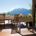 Relaxdays Hochbeet Holz, Ablagefach, Pflanzkasten Balkon, Terrasse, Garten, Kräuterbeet, HBT 80x88x43,5cm, dunkelbraun, Braun / Bronze / Kupfer - Thumbnail 2