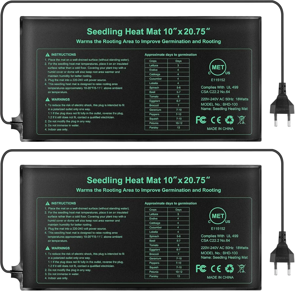 RIOGOO Heizmatte Wärmematte für Sämling Germination und Haustier,Wasserkultur-Samen-Reptil-Betriebsheizungs-Auflage mit Abschaltschutz sicher und haltbar 24 * 52cm CER bestätigt(2 Stück)