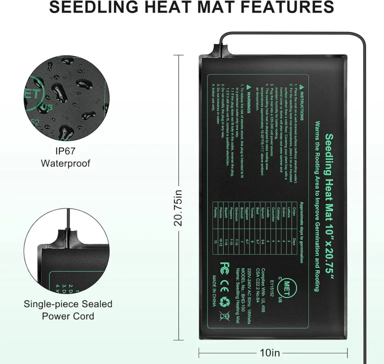RIOGOO Heizmatte Wärmematte für Sämling Germination und Haustier,Wasserkultur-Samen-Reptil-Betriebsheizungs-Auflage mit Abschaltschutz sicher und haltbar 24 * 52cm CER bestätigt(2 Stück) – Bild 2