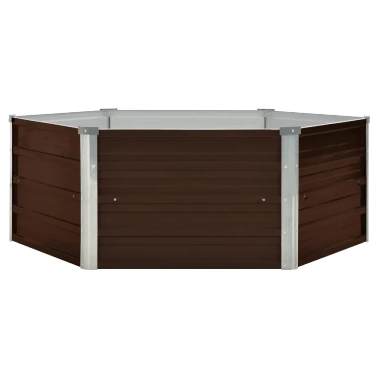 vidaXL Hochbeet Gartenbeet Frühbeet Pflanzbeet Kräuterbeet Gemüsebeet Blumenkasten Garten Pflanzkasten Pflanzenkübel Braun 129x129x45cm Verzinkter Stahl – Bild 5