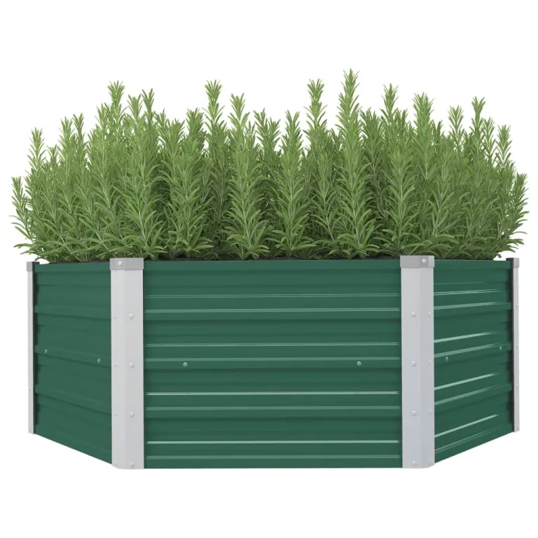 vidaXL Hochbeet Gartenbeet Frühbeet Pflanzbeet Kräuterbeet Gemüsebeet Blumenkasten Garten Pflanzkasten Pflanzenkübel Braun 129x129x45cm Verzinkter Stahl – Bild 9