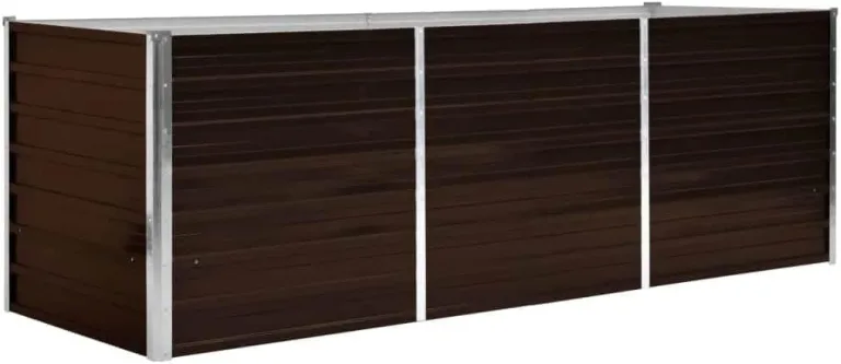 vidaXL Hochbeet aus verzinktem Stahl 240x80x77 cm, Braun, schwerlastfähig, offenem Boden, wetterfest, DIY Pflanzkasten für Blumen und Gemüse, Garten oder Terrasse – Bild 2