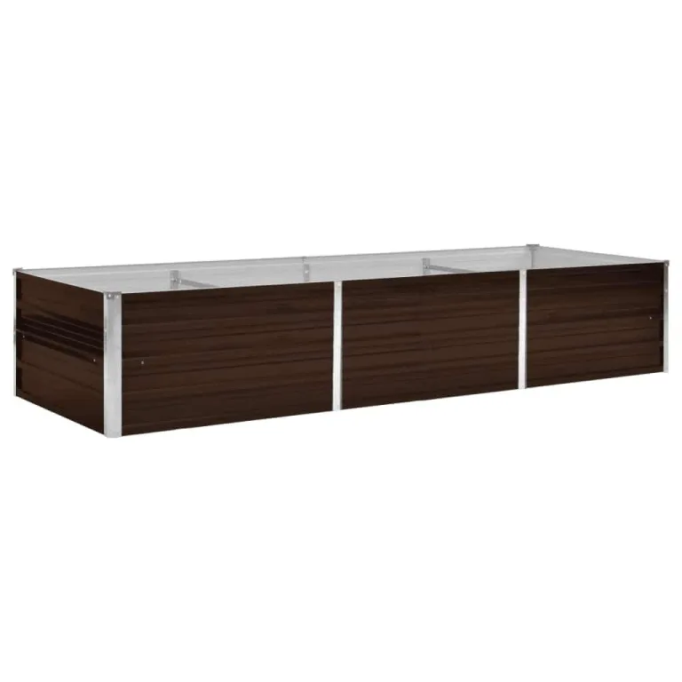 vidaXL Hochbeet Blumenkasten Pflanzkasten Pflanzkübel Blumenkübel Pflanztopf Blumentopf Gemüsebeet Pflanzbeet Braun 240x80x45cm Verzinkter Stahl – Bild 1