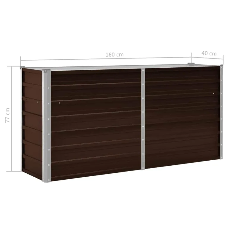 vidaXL Hochbeet Blumenkasten Pflanzkasten Pflanzkübel Blumenkübel Pflanztopf Blumentopf Gemüsebeet Pflanzbeet Braun 160x40x77cm Verzinkter Stahl – Bild 3