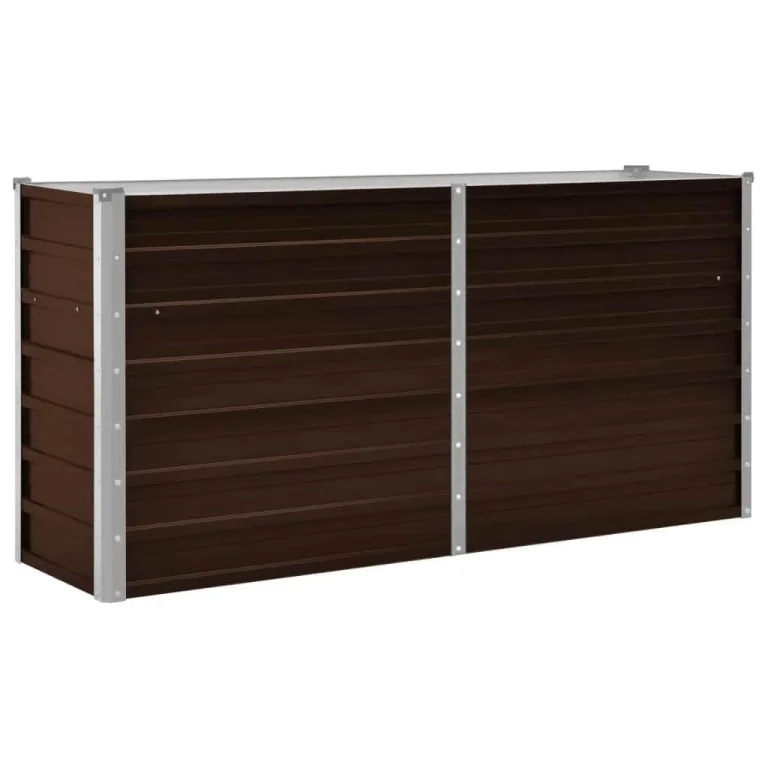 vidaXL Hochbeet Blumenkasten Pflanzkasten Pflanzkübel Blumenkübel Pflanztopf Blumentopf Gemüsebeet Pflanzbeet Braun 160x40x77cm Verzinkter Stahl – Bild 1