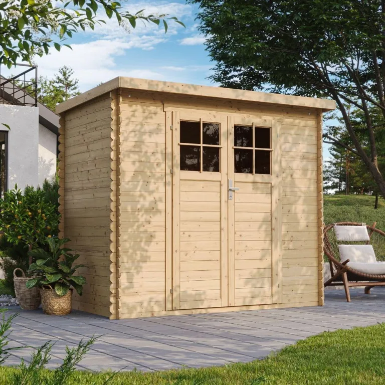 Holzhaus Gartenhaus - Gartenschuppen Holz mit Boden Imprägnierte B239xL142xH200 cm/ 2,63 m2 Lagerschuppen für Garten - Fahrrad Schuppen - Hochwertige abschließbare Tür - TIMBELA M310F+M310G – Bild 2