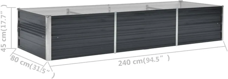 vidaXL Hochbeet aus verzinktem Stahl 240x80x45 cm, Anthrazit, offenem Boden, wetterfest, DIY Pflanzkasten für Blumen und Gemüse, Garten oder Rasen – Bild 4