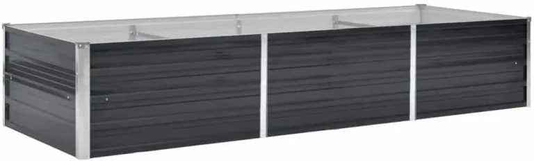 vidaXL Hochbeet aus verzinktem Stahl 240x80x45 cm, Anthrazit, offenem Boden, wetterfest, DIY Pflanzkasten für Blumen und Gemüse, Garten oder Rasen – Bild 1