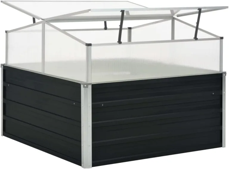 vidaXL Gewächshaus Treibhaus Pflanzenhaus Gartenhaus Kasten Tomatenhaus Aufzucht Frühbeet Frühbeetkasten Anthrazit 100x100x77cm Verzinkter Stahl – Bild 3