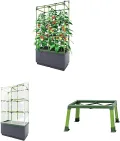 Bio Green Pflanzkübel CITYJUNGLE | Hochbeet für Balkon und Terrasse | Wasserspeicher und Rankhilfe integriert | Blumenkasten für Gemüse und Kräuter | 62 x 33 x 128 cm - Thumbnail 8