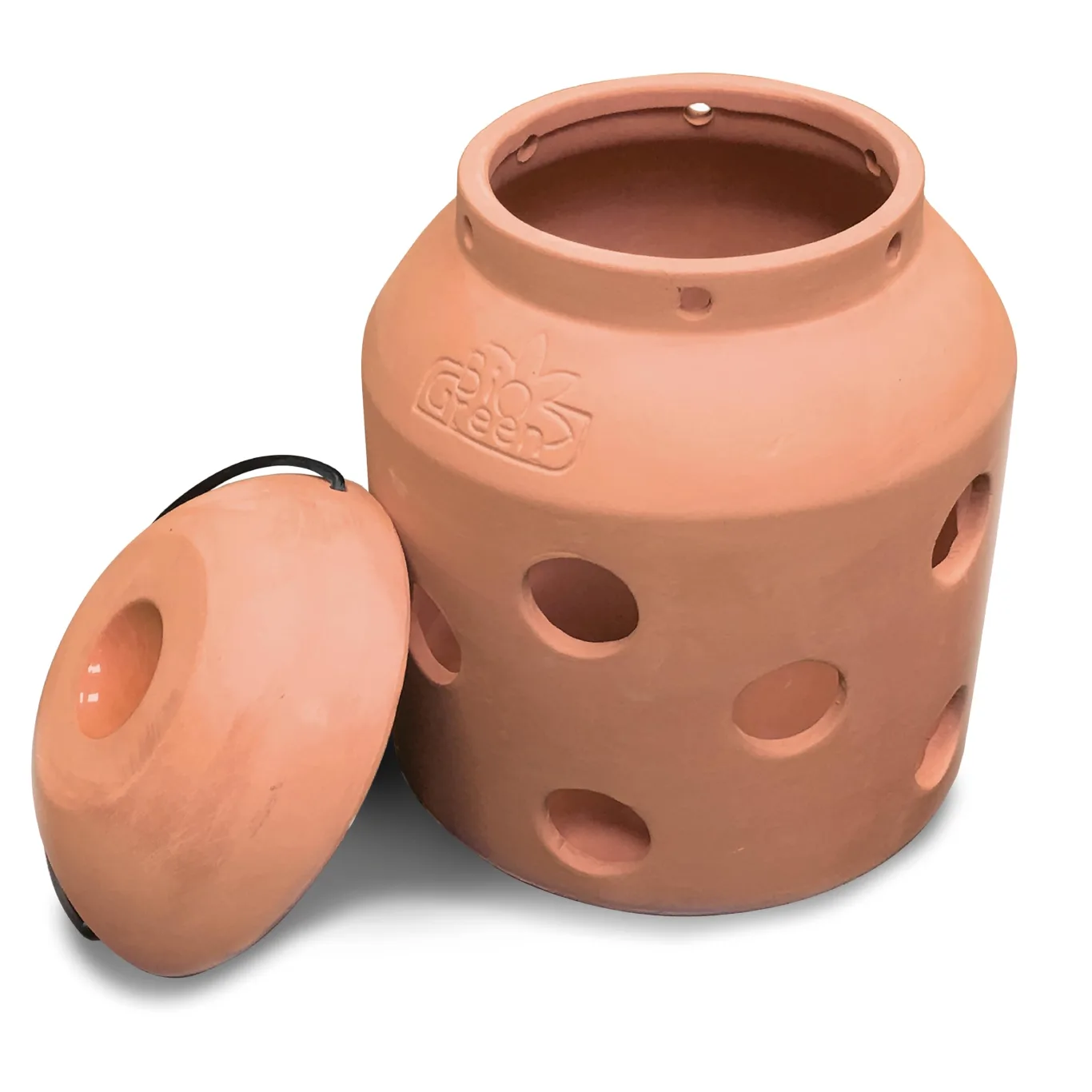BioGreen Terracotta-Frostwächter Firefly | für kleine Gewächshäuser und Frühbeete | glasierte Ölschale im Deckel | Pilzform | ideal auch als Deko - Bild 1