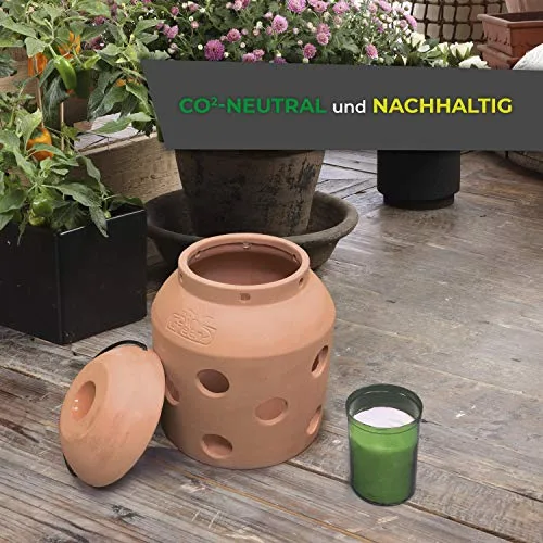 BioGreen Terracotta-Frostwächter Firefly | für kleine Gewächshäuser und Frühbeete | glasierte Ölschale im Deckel | Pilzform | ideal auch als Deko – Bild 9