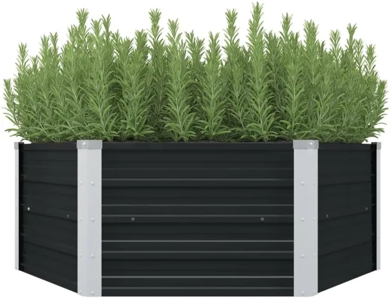 vidaXL Hochbeet Gartenbeet Pflanzbeet Frühbeet Pflanzkübel Pflanzkasten Blumenkasten Gemüsebeet Blumenbeet Anthrazit 129x129x45cm Verzinkter Stahl – Bild 2