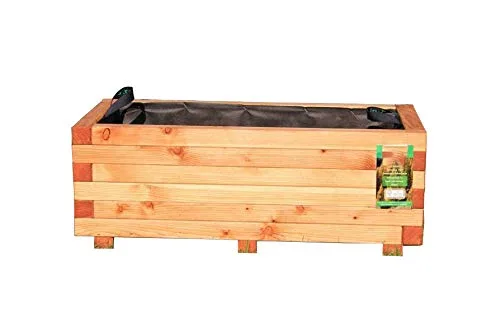 HOQ Pflanzkasten aus Lärche - mit Vlies und Griffen - Premium Pflanzkübel - Holz Blumentopf - Hochbeet aus Holz - Blumenkasten 80 x 40 x 31 cm - Bild 1