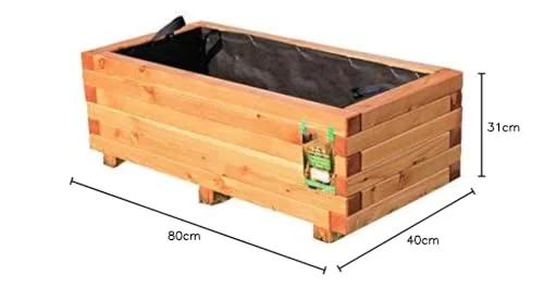 HOQ Pflanzkasten aus Lärche - mit Vlies und Griffen - Premium Pflanzkübel - Holz Blumentopf - Hochbeet aus Holz - Blumenkasten 80 x 40 x 31 cm – Bild 4