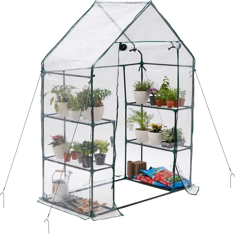 Bramble - Premium Garten Gewächshaus Foliengewächshaus mit Bodenhaken, 6 Etagen & Robuster Plane - Wetterfest, Stabil & Einfach zu Montieren - 195x143x73cm – Bild 9