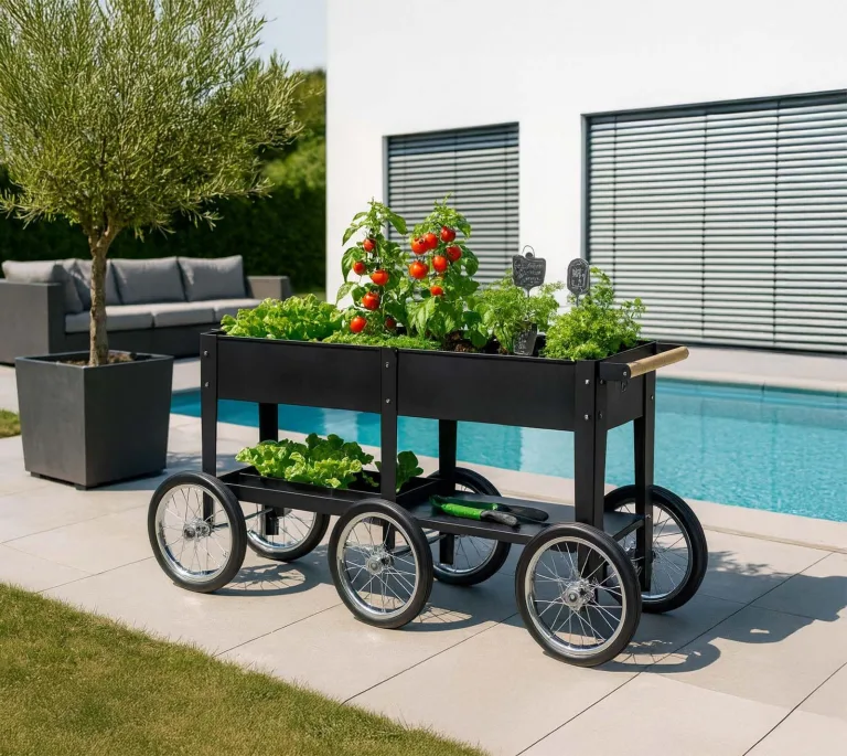 herstera Garden Metall Hochbeet Wheels | Schwarz | 186x50x80 cm – Bild 2