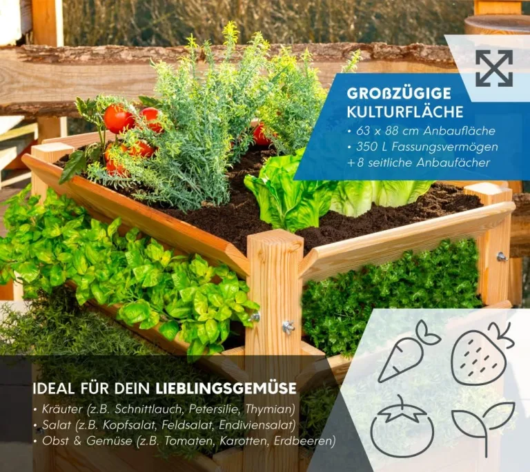 WESTMANN Premium Hochbeet aus Lärchenholz | Natur | 66x91x73 cm | Kräuterbeet für den Außenbereich | Holzhochbeet zum Bepflanzen von Gemüse & Kräutern – Bild 6