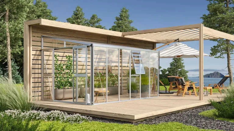 Vitavia Athena 10200 ESG/HKP Anlehngewächshaus Gewächshaus 2 Dachfenster Gemüse Garten – Bild 2