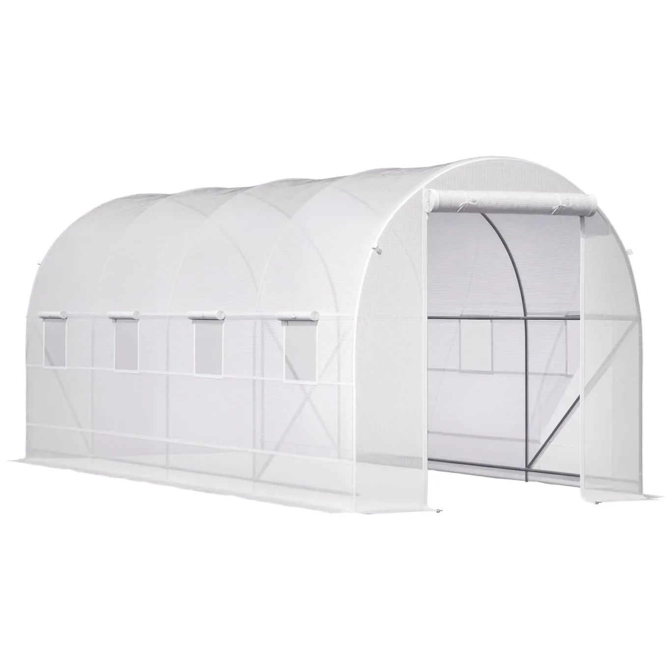 Outsunny Tunnel Gartengewächshaus 5x2x2m, Pflanzengewächshaus mit Stahlrahmen und Polyethylen-Plane - Bild 1