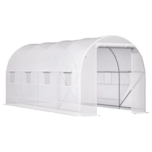 Outsunny Tunnel Gartengewächshaus 5x2x2m, Pflanzengewächshaus mit Stahlrahmen und Polyethylen-Plane – Bild 10
