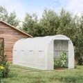 Outsunny Tunnel Gartengewächshaus 5x2x2m, Pflanzengewächshaus mit Stahlrahmen und Polyethylen-Plane - Thumbnail 2