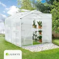 Juskys Aluminium Gewächshaus mit Fundament 4,75 qm - 190 × 253 cm - 1 Dachfenster & Schiebetür - 4 mm Platten - Garten Treibhaus Pflanzenhaus - Thumbnail 7