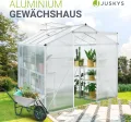 Juskys Aluminium Gewächshaus mit Fundament 4,75 qm - 190 × 253 cm - 1 Dachfenster & Schiebetür - 4 mm Platten - Garten Treibhaus Pflanzenhaus - Thumbnail 2