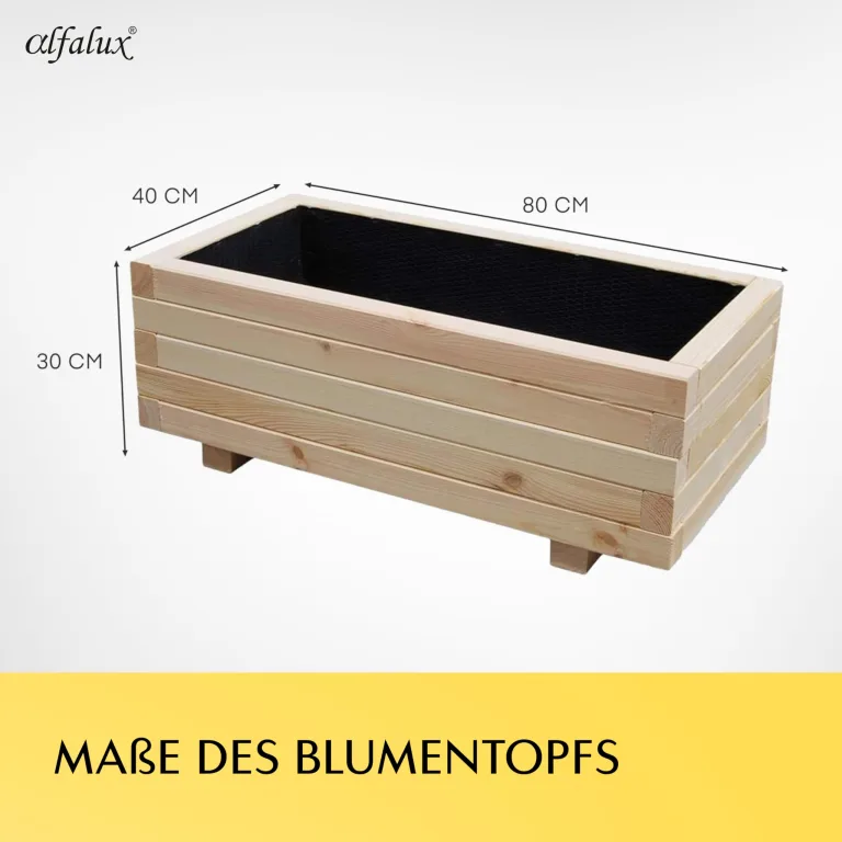 Hochbeet 80 x 40 x 30H cm mit 1x Wasserablauf Blumenkasten aus Holz Pflanzkübel Garten Balkon Terrasse Pflanzkasten AB80KAN4030 – Bild 2