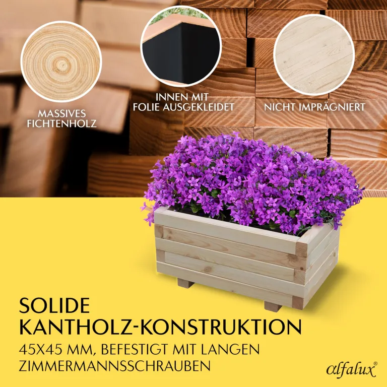 Hochbeet 40 x 40 x 30H cm mit 1x Wasserablauf Blumenkasten aus Holz Pflanzkübel Garten Balkon Terrasse Pflanzkasten AB40KAN4030 – Bild 3