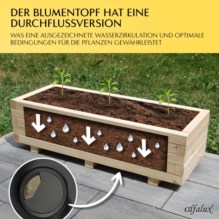 Hochbeet 40 x 40 x 30H cm mit 1x Wasserablauf Blumenkasten aus Holz Pflanzkübel Garten Balkon Terrasse Pflanzkasten AB40KAN4030 – Bild 4